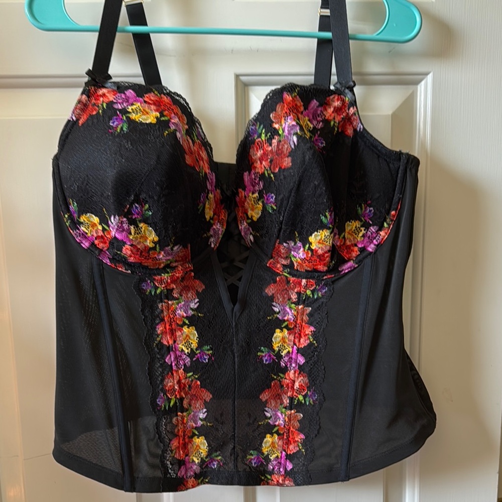 Victoria's Secret Black Floral Bustier
